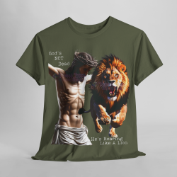God's Not Dead Easter Roaring Like Lion T-SHIRT Jesus Faith over Fear Juda V 1.0