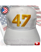 Charlie Kirk 47 White Hat Cap Gold Shiny Letters MAGA Turning Point MAGA Make America Great Again Hat Cap