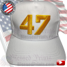 Charlie Kirk 47 White Hat Cap Gold Shiny Letters MAGA Turning Point MAGA Make America Great Again Hat Cap