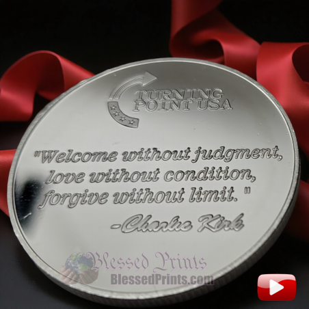 Charlie Kirk The Fight Continues Turning Point TPUSA Silver Plated Coin