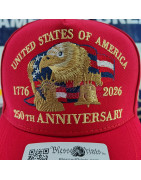 USA 250th Anniversary Made In USA  Cap Hat Veteran Eagle Red