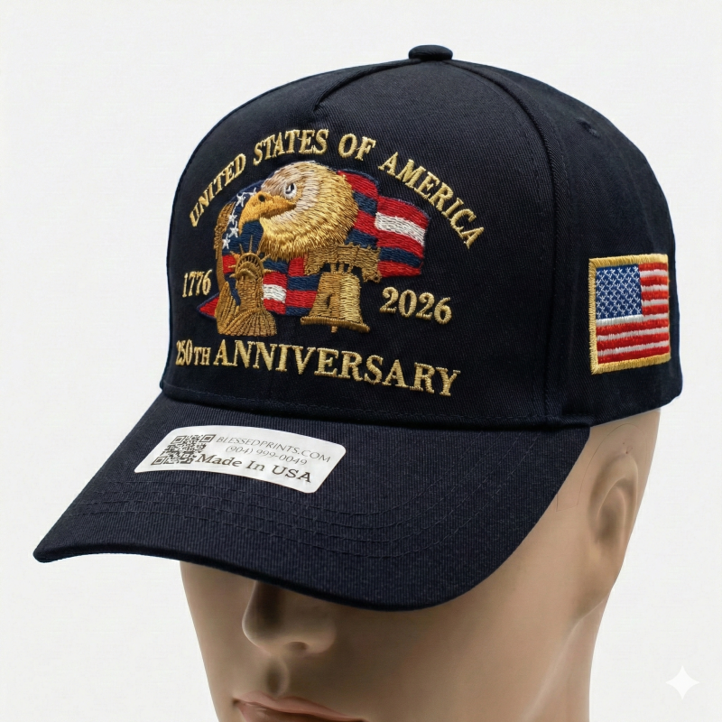 USA 250th Anniversary Made In USA  Cap Hat Veteran Eagle Black