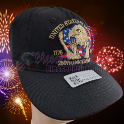 USA 250th Anniversary Made In USA  Cap Hat Veteran Eagle Black
