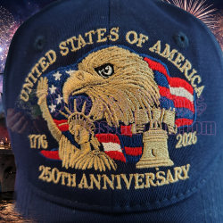 USA 250th Anniversary Made In USA  Cap Hat Veteran Eagle Navy Blue V2