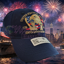 USA 250th Anniversary Made In USA  Cap Hat Veteran Eagle Navy Blue V2
