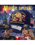 USA 250th Anniversary Made In USA  Cap Hat Veteran Eagle Navy Blue