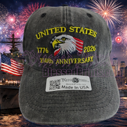 USA 250th Anniversary Made In USA  Cap Hat Veteran Eagle Black