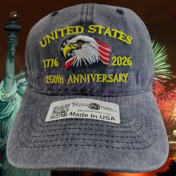 USA 250th Anniversary Made In USA  Cap Hat Veteran Eagle Black