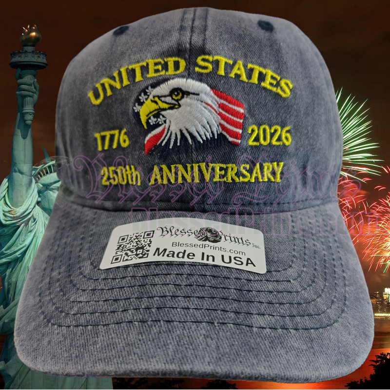 USA 250th Anniversary Made In USA  Cap Hat Veteran Eagle Black