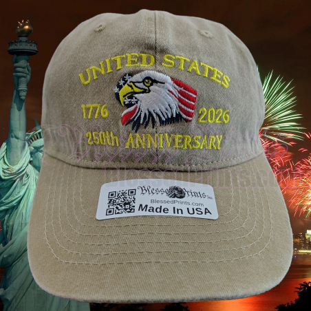 USA 250th Anniversary Made In USA  Cap Hat Veteran Eagle Black