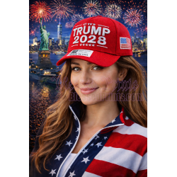 Trump 2028 Hat Cap RED 45 - 47 Made In USA Flag Trump 2028 Hat Cap MAGA USA 2028