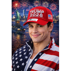 Trump 2028 Hat Cap RED 45 - 47 Made In USA Flag Trump 2028 Hat Cap MAGA USA 2028