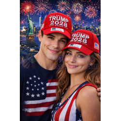 Trump 2028 Hat Cap RED 45 - 47 Made In USA Flag Trump 2028 Hat Cap MAGA USA 2028
