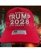 Trump 2028 Hat Cap RED 45 - 47 Made In USA Flag Trump 2028 Hat Cap MAGA USA 2028