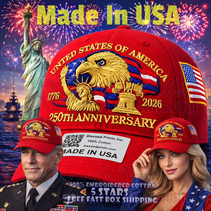 USA 250th Anniversary Made In USA  Cap Hat Veteran Eagle Red