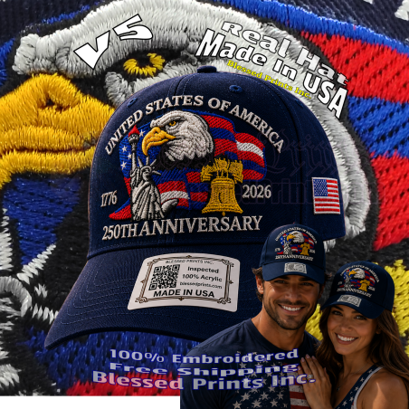 USA 250th Anniversary Made In USA  Cap Hat Veteran Eagle Black