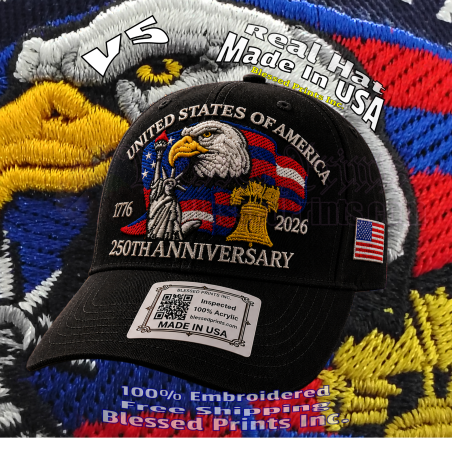 USA 250th Anniversary Made In USA  Cap Hat Veteran Eagle Black