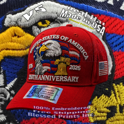 USA 250th Anniversary Made In USA  Cap Hat Veteran Eagle Black