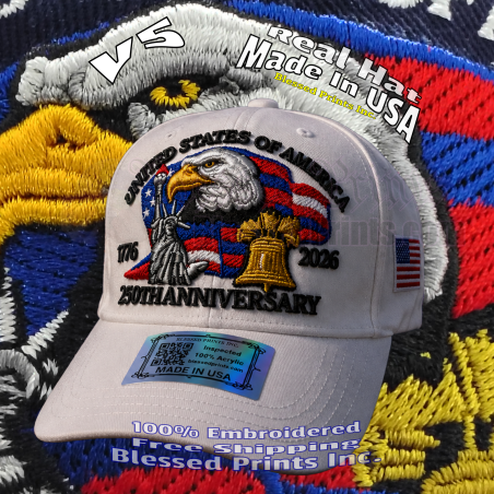 USA 250th Anniversary Made In USA  Cap Hat Veteran Eagle Black