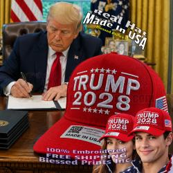 Trump 2028 Hat Cap RED 45 - 47 Made In USA Flag Trump 2028 Hat Cap MAGA USA 2028