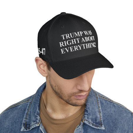 Trump Was Right About Everything Hat Cap Black Red Flex Fit