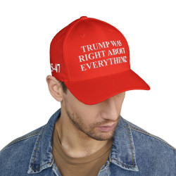 Trump Was Right About Everything Hat Cap Black Red Flex Fit