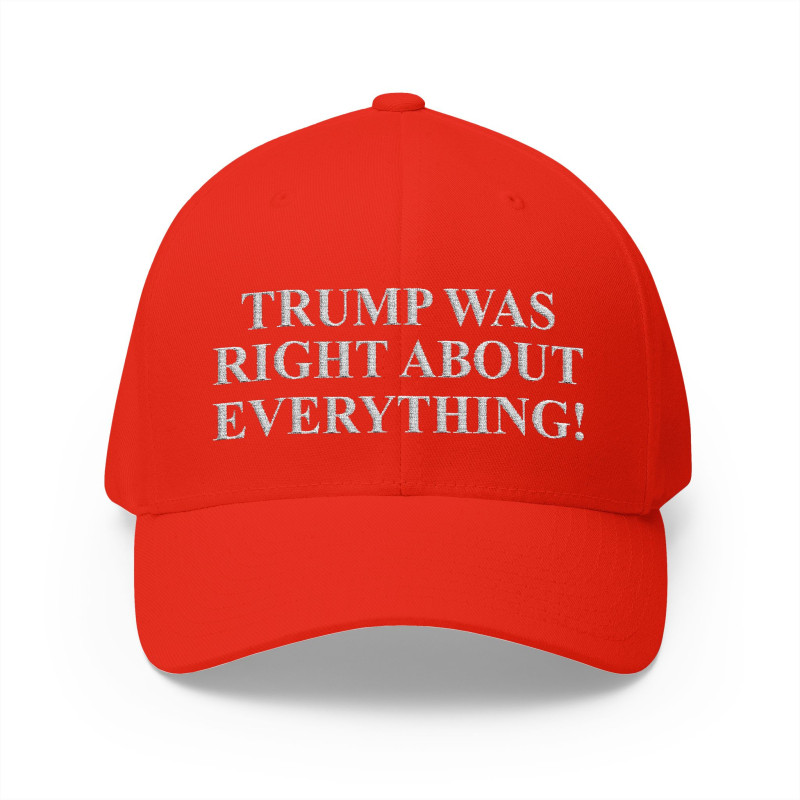Trump Was Right About Everything Hat Cap Black Red Flex Fit