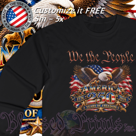 We the People 250th Anniversary Long Sleeve T-Shirt BLACK 10Colors FREE Personalization