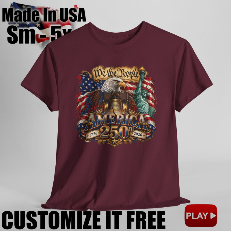 We the People 250th Anniversary Short Sleeve T-Shirt BLACK 10Colors FREE Personalization V2.0