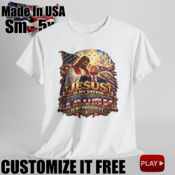 Jesus Is My Savior Trump Is My President Short Sleeve T-Shirt BLACK 15Colors FREE Personalization V2.0